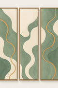 Set of three matching abstract paintings in sage green | Printable Wall Art | Instant Download