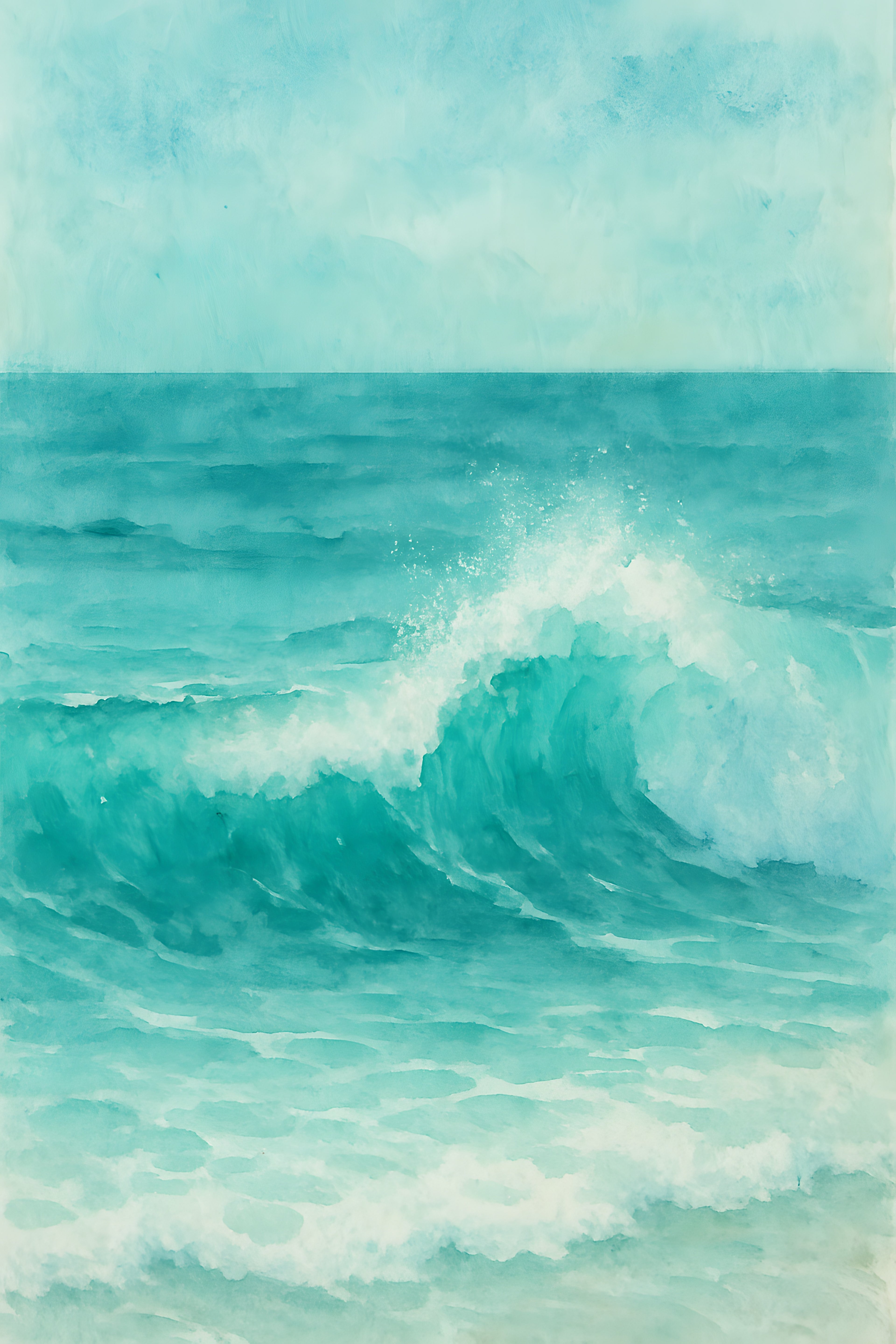 Watercolor seascape with breaking wave | Printable Wall Art | Instant Download