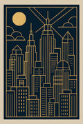Modern geometric cityscape in art deco style | Printable Wall Art | Instant Download