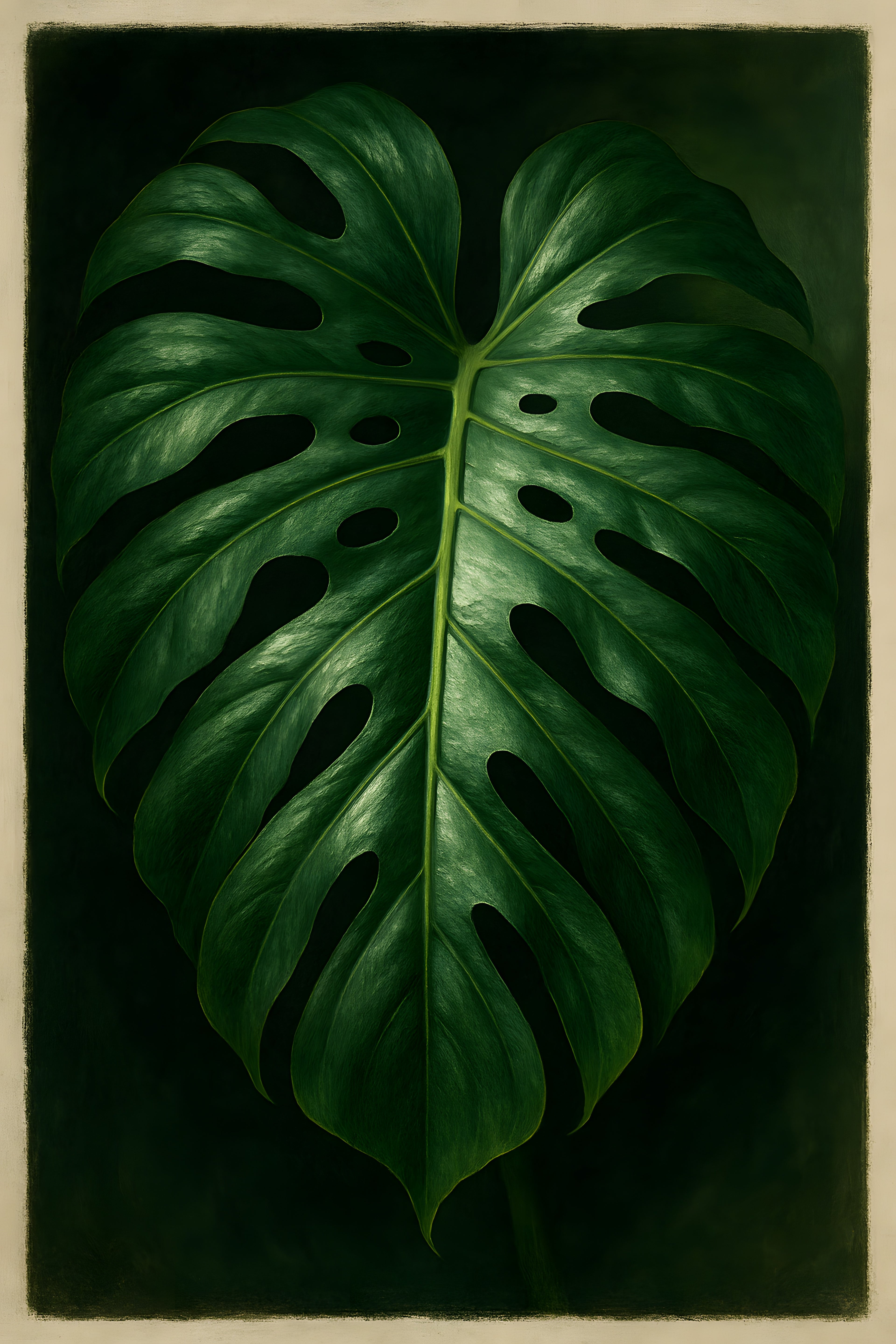Tropical monstera leaf close-up painting | Printable Wall Art | Instant Download