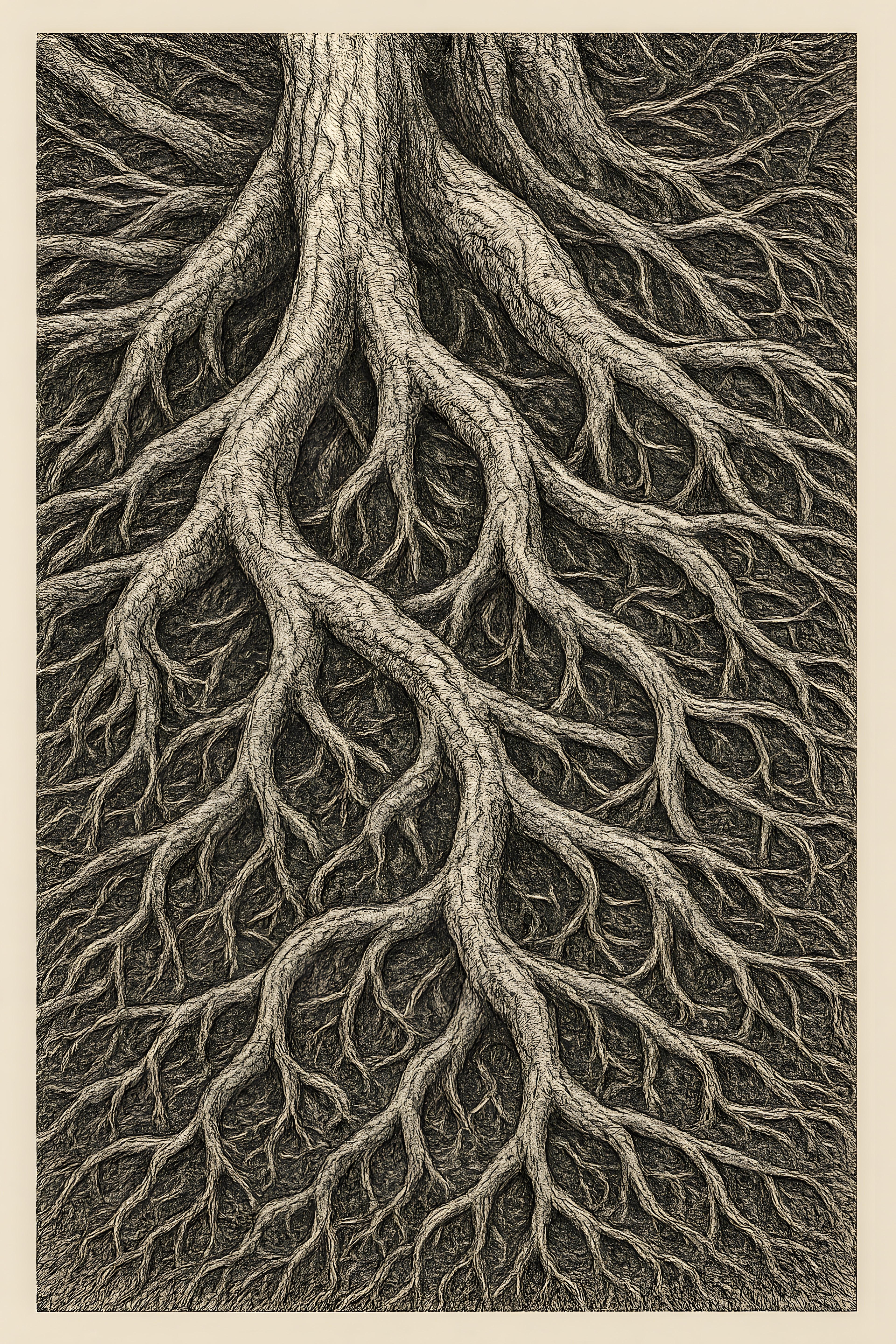 Ink drawing of tangled tree roots | Printable Wall Art | Instant Download