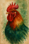 Proud rooster portrait in watercolor | Printable Wall Art | Instant Download