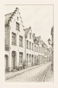 Architectural line sketch of a European townhouse street | Printable Wall Art | Instant Download