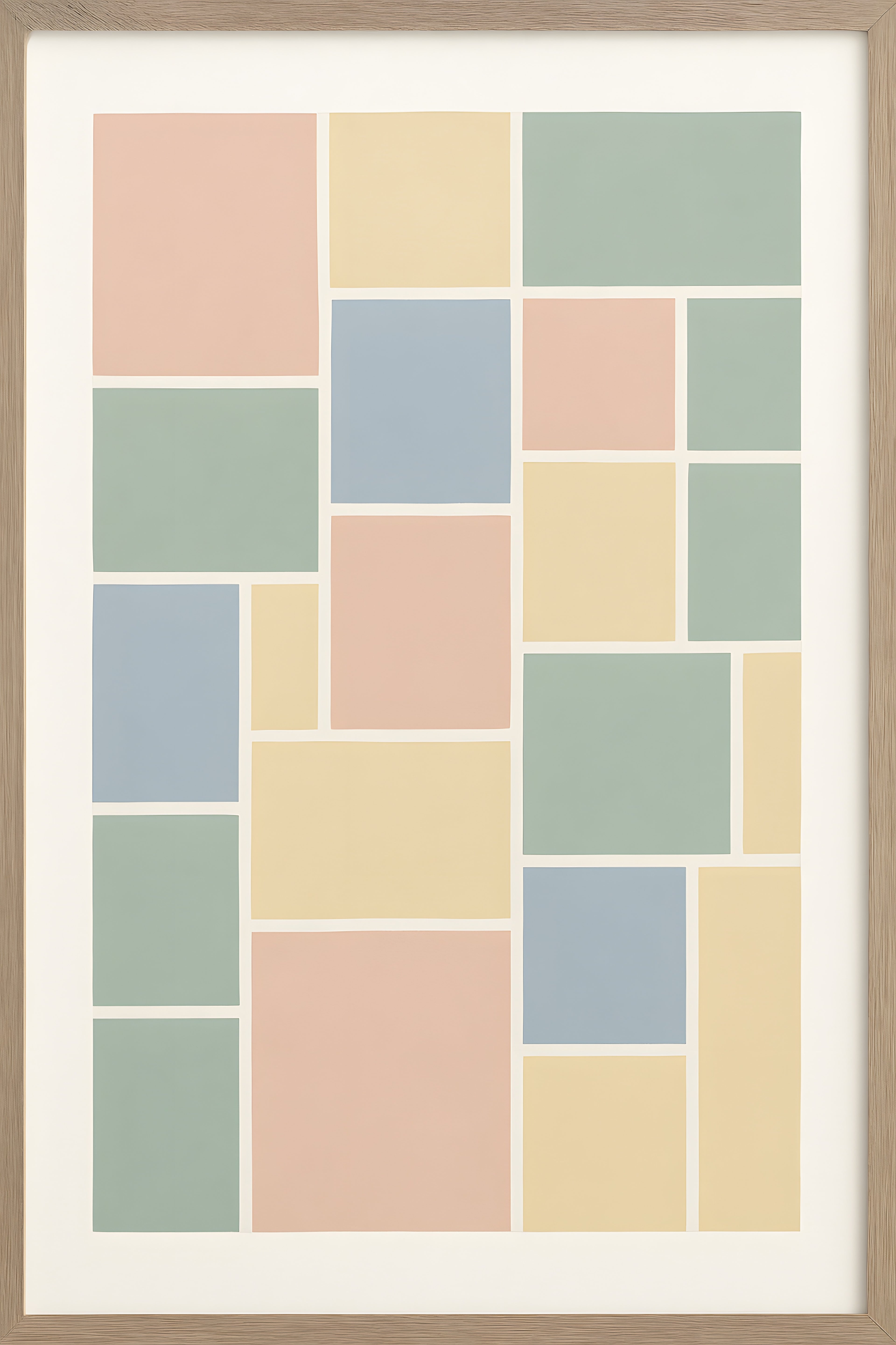 Deconstructed grid abstract with offset squares in muted ... | Printable Wall Art | Instant Download