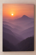 Misty mountain landscape at sunrise with layers of purple... | Printable Wall Art | Instant Download