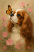 Cavalier King Charles spaniel with butterfly on nose | Printable Wall Art | Instant Download
