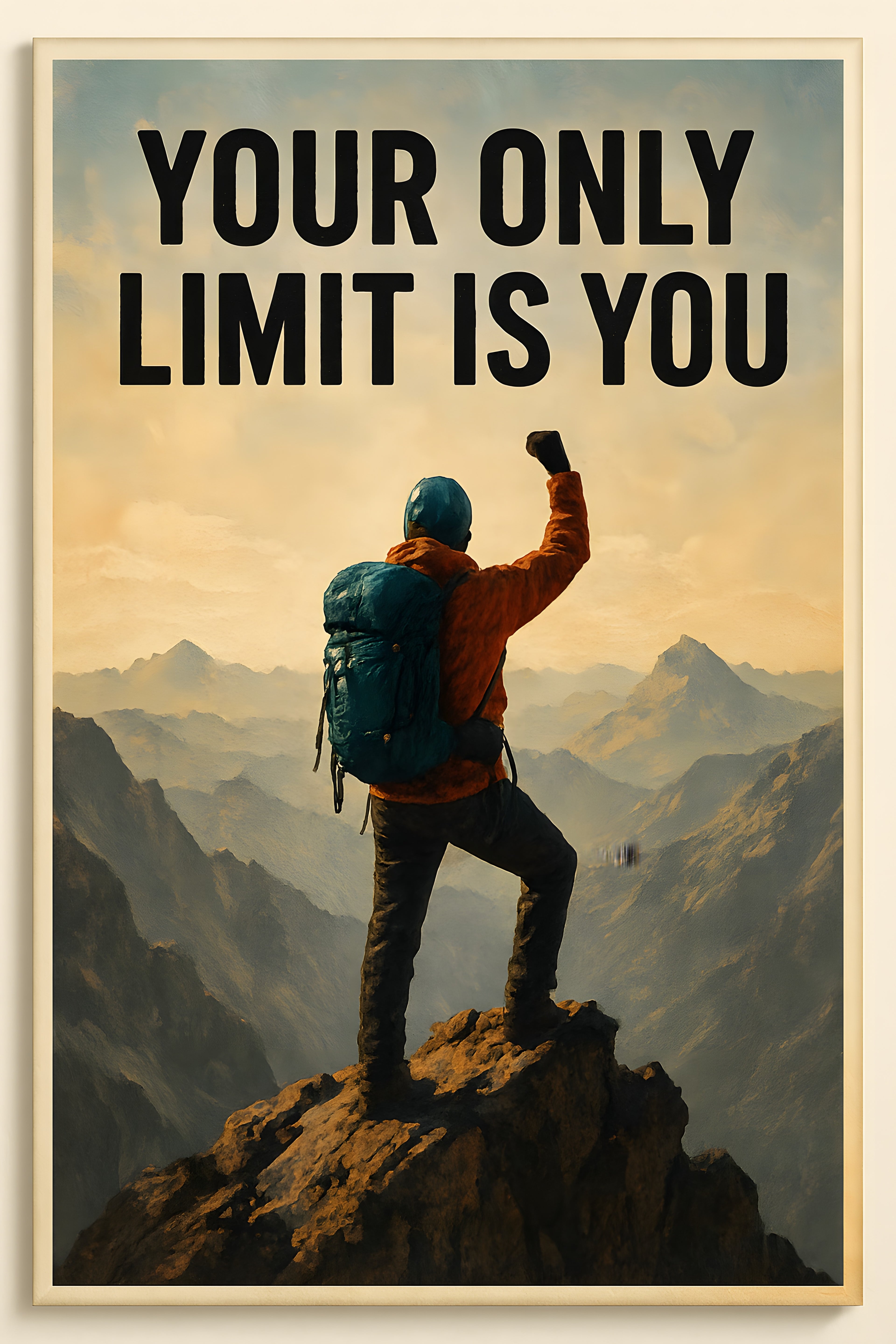 Mountain climber at summit | Printable Wall Art | Instant Download