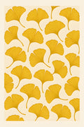 Ginkgo leaf pattern in golden yellow on cream background | Printable Wall Art | Instant Download