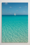 Turquoise Caribbean sea with white sailboat on horizon | Printable Wall Art | Instant Download