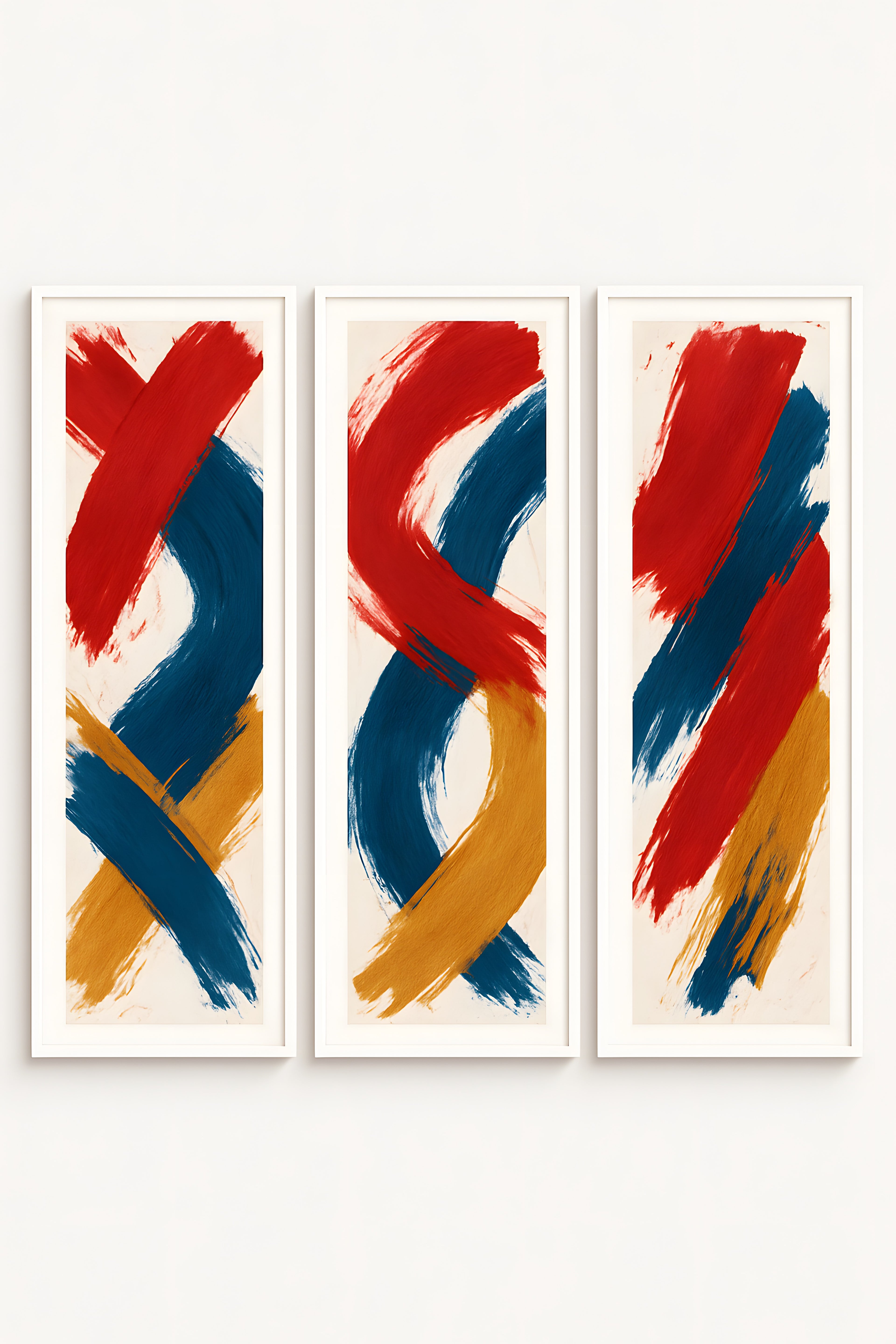 Gallery set of abstract expressionist pieces: bold red | Printable Wall Art | Instant Download