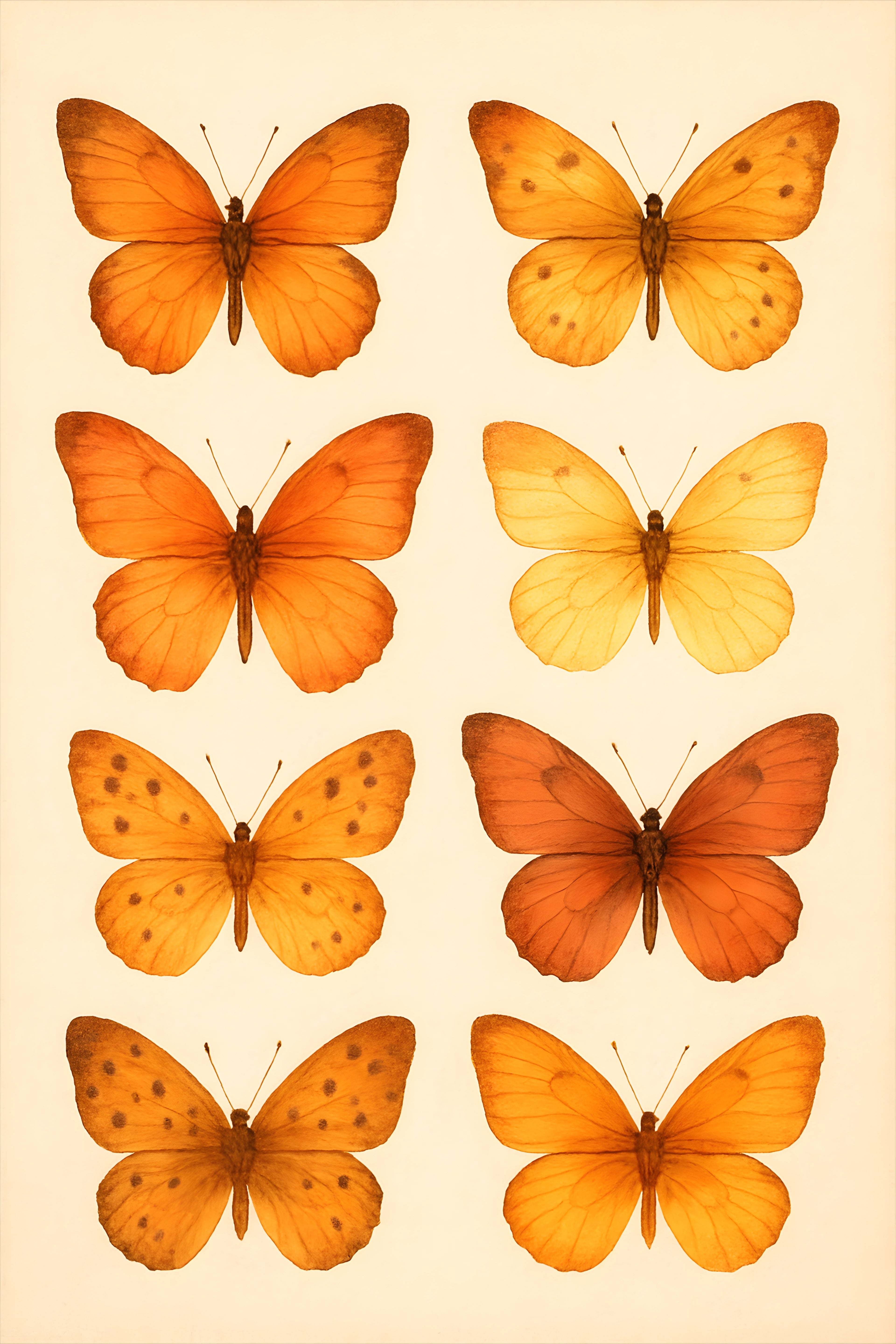 Bohemian butterfly collection in warm sunset colors | Printable Wall Art | Instant Download