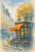 Loose watercolor painting of a Parisian street scene with... | Printable Wall Art | Instant Download