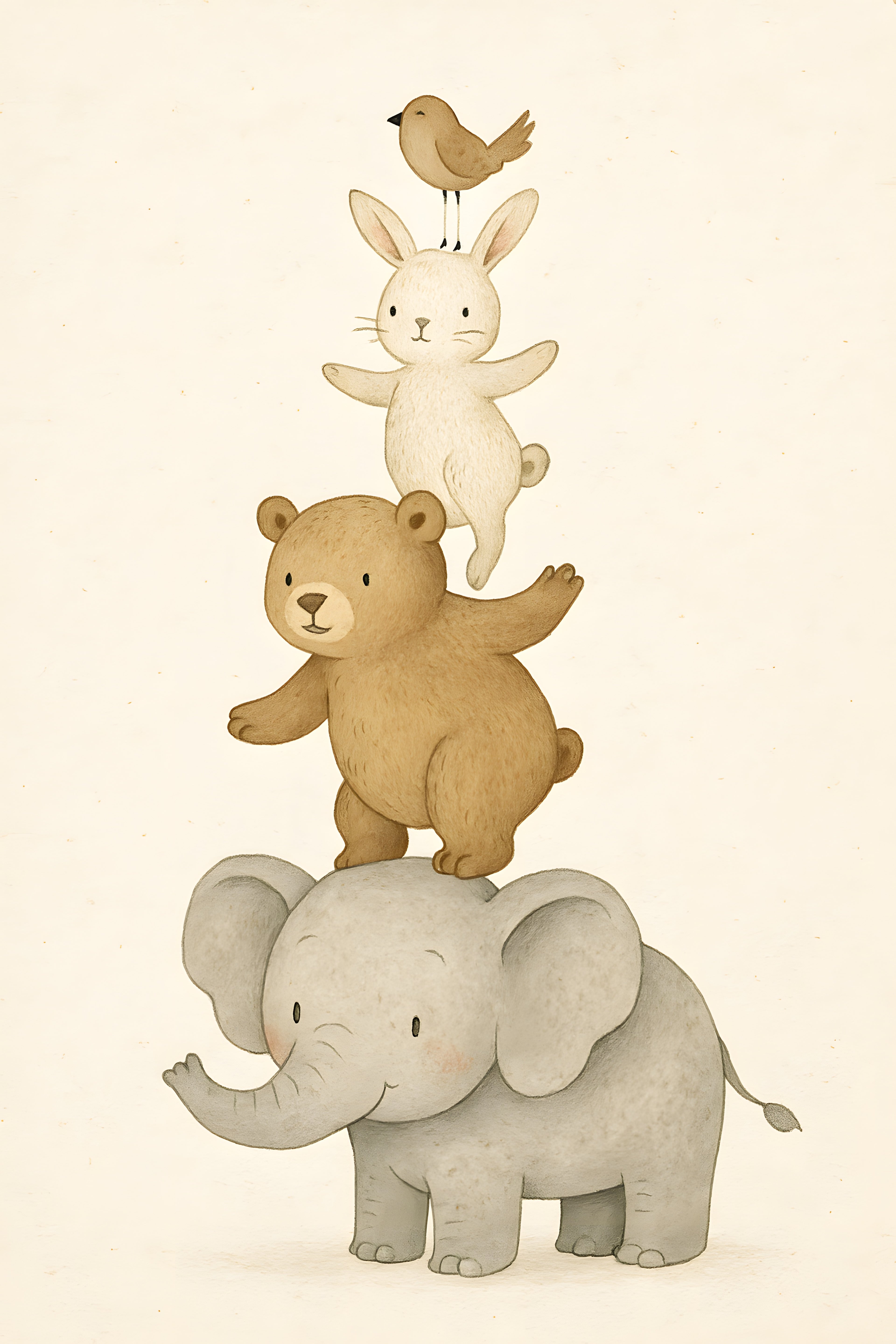 Stacking animals tower — elephant | Printable Wall Art | Instant Download