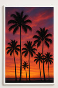 Palm trees silhouetted against vibrant tropical sunset | Printable Wall Art | Instant Download