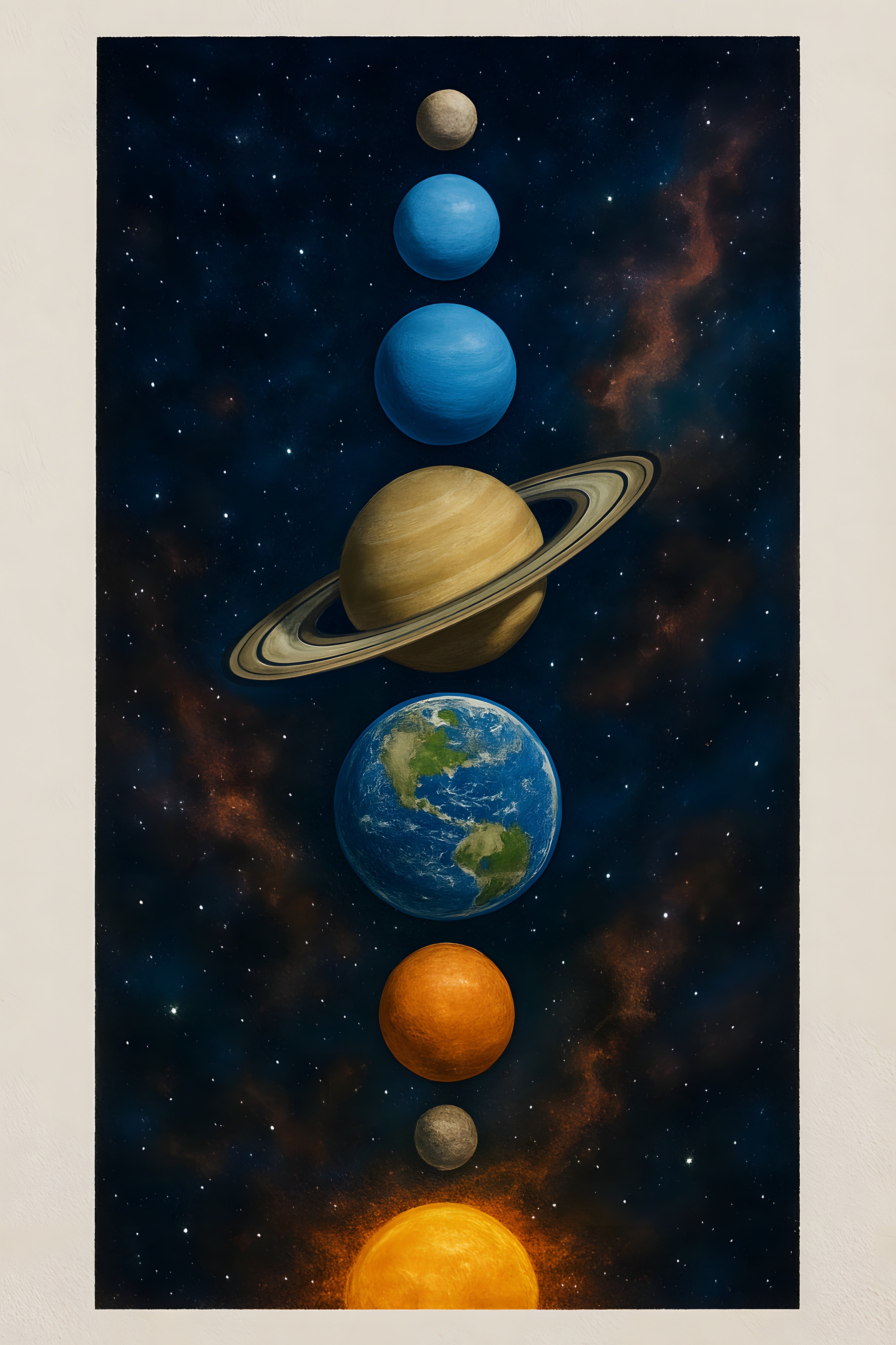 Planets aligned in solar system illustration | Printable Wall Art | Instant Download