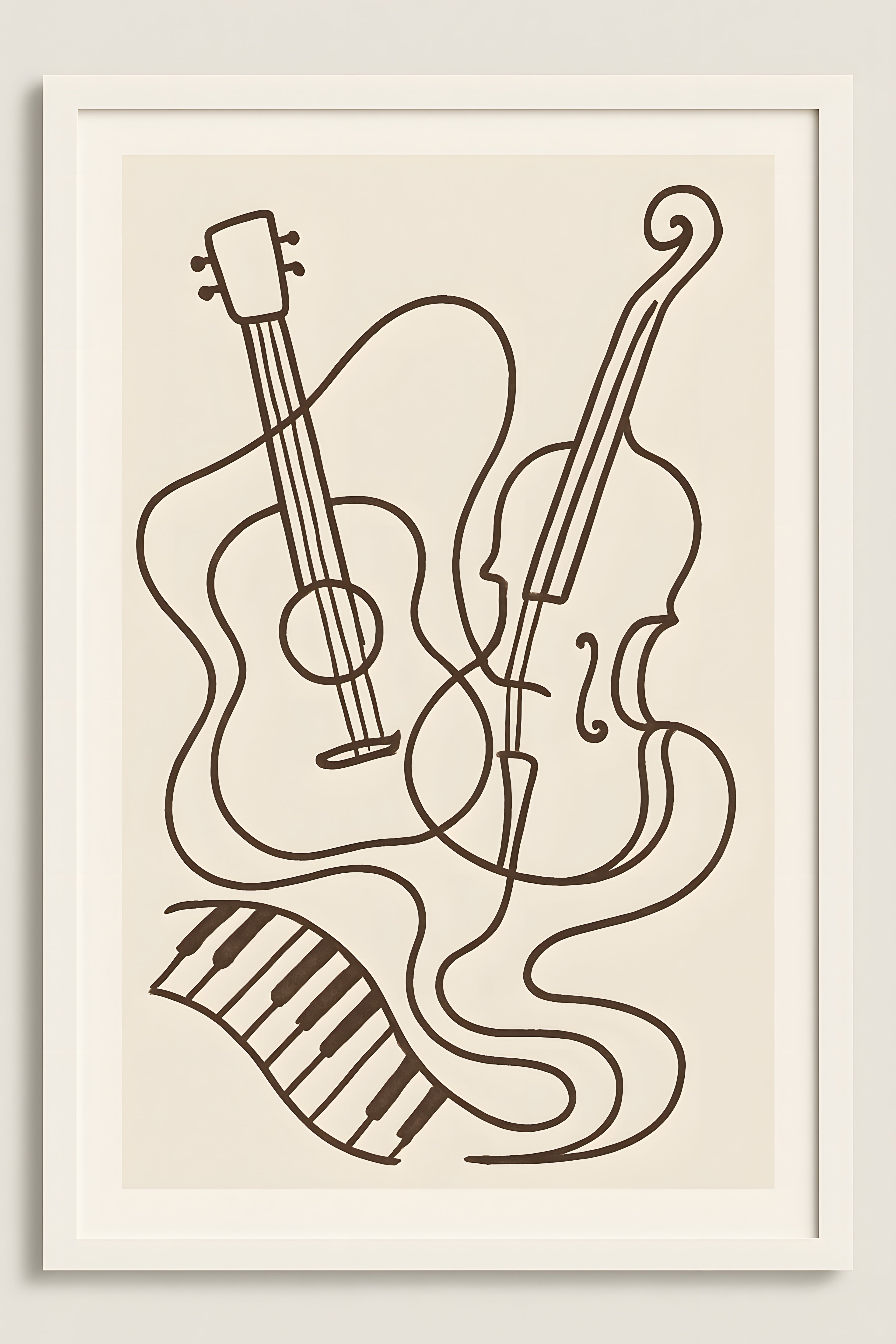 Abstract line art of musical instruments — guitar | Printable Wall Art | Instant Download