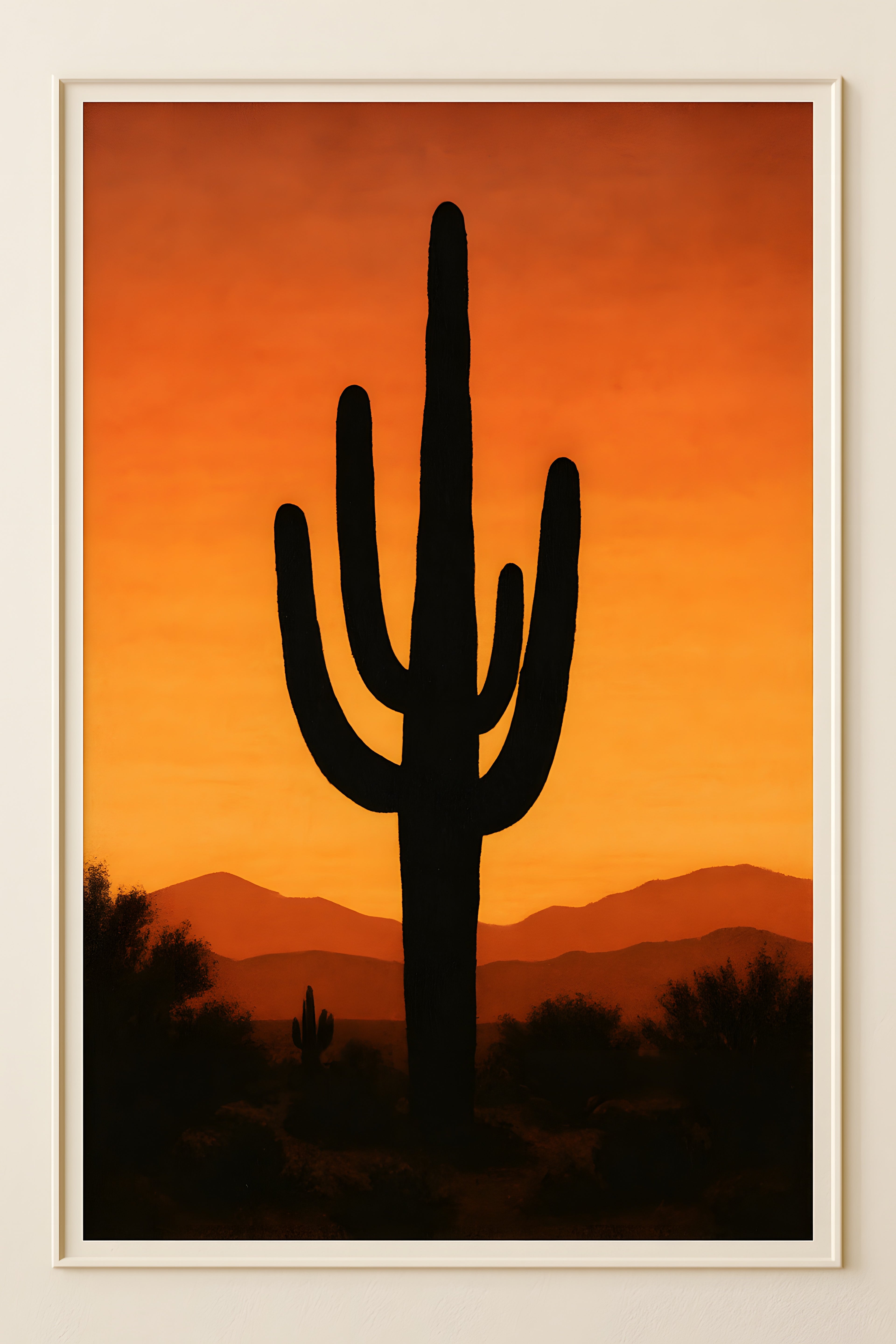 Desert sunset with saguaro cactus silhouette | Printable Wall Art | Instant Download