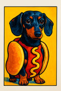 Dachshund in a hot dog costume | Printable Wall Art | Instant Download