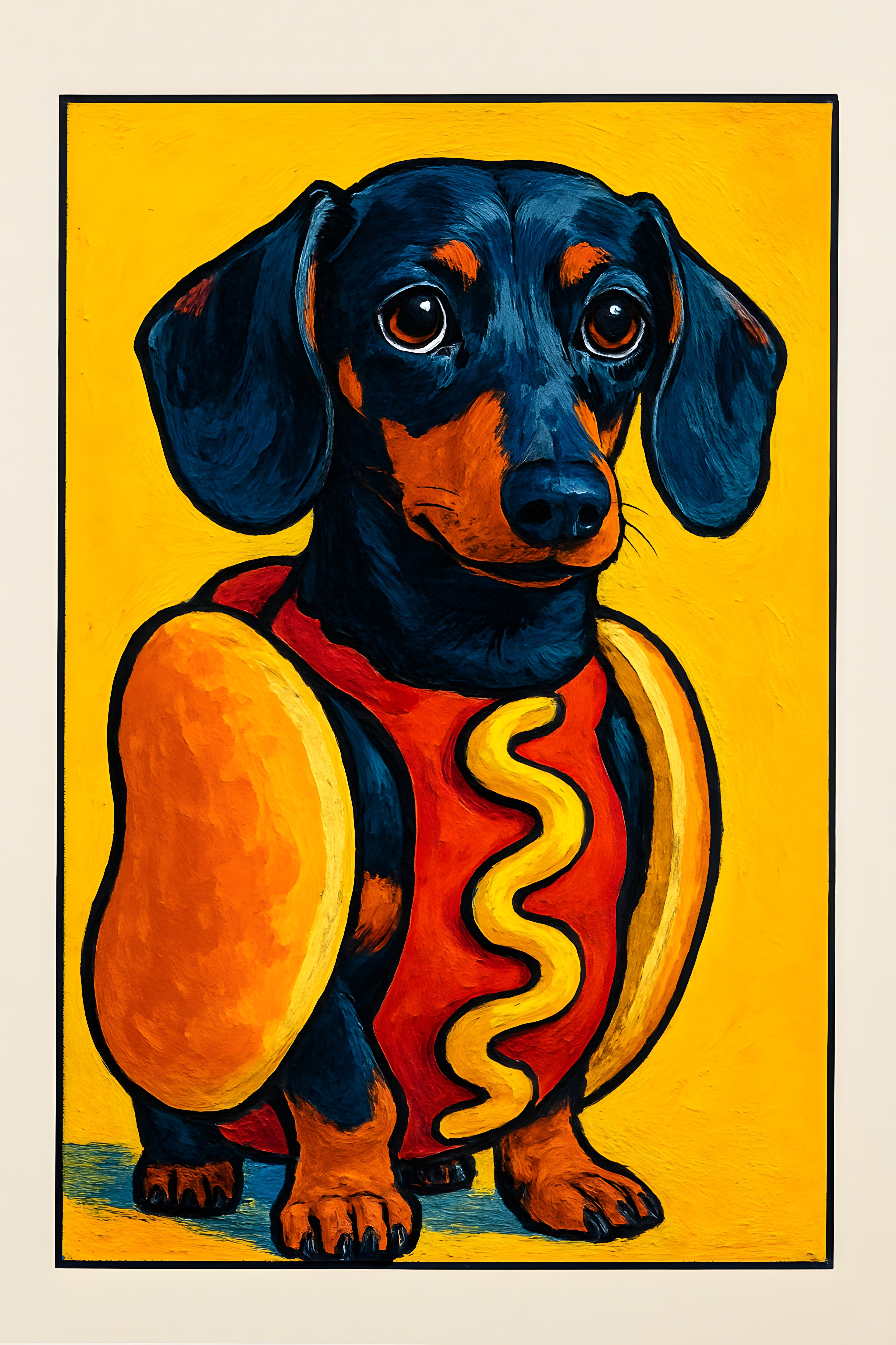 Dachshund in a hot dog costume | Printable Wall Art | Instant Download
