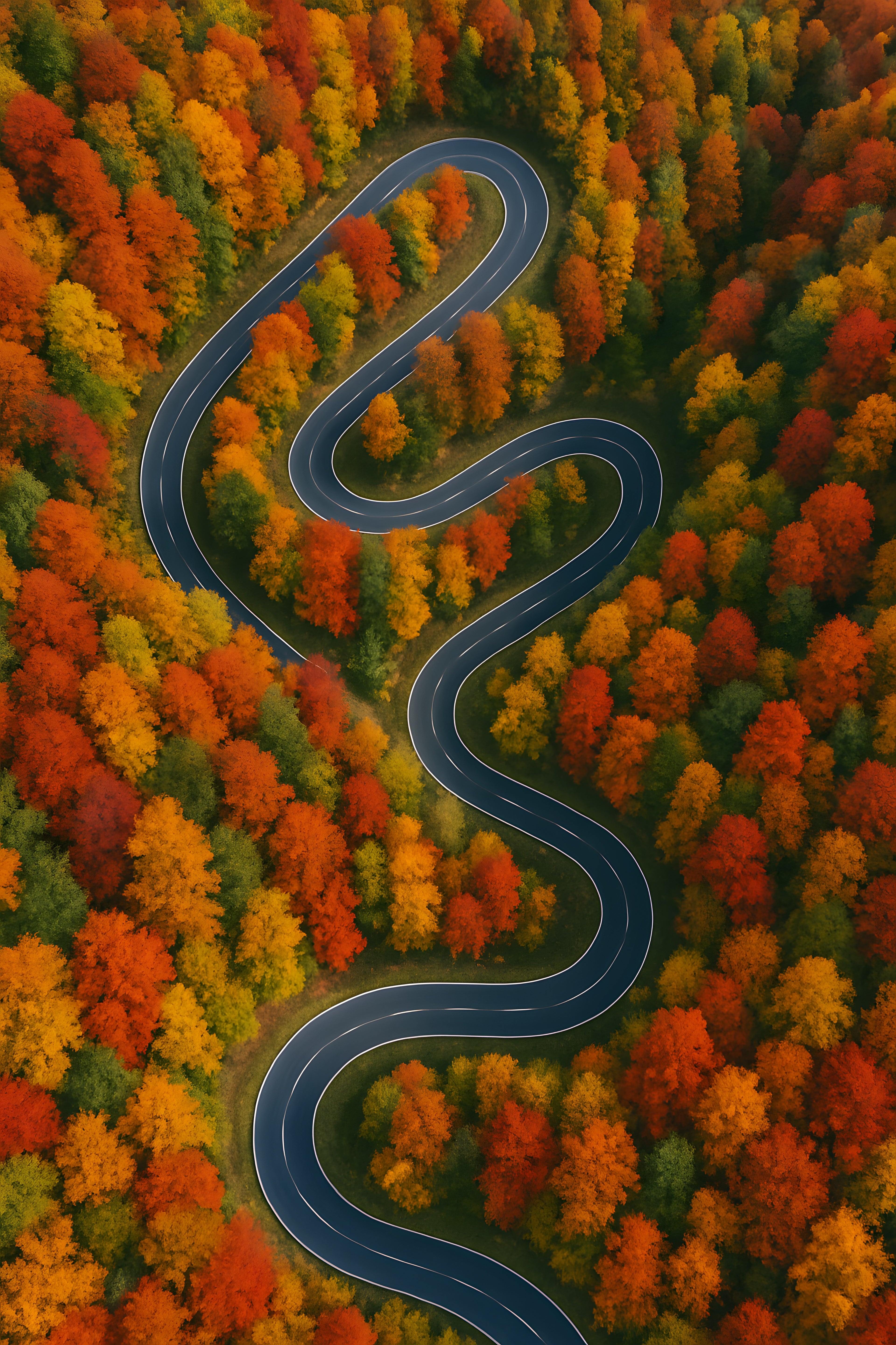 Winding mountain road through autumn foliage | Printable Wall Art | Instant Download