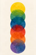 Abstract watercolor circles in rainbow progression | Printable Wall Art | Instant Download