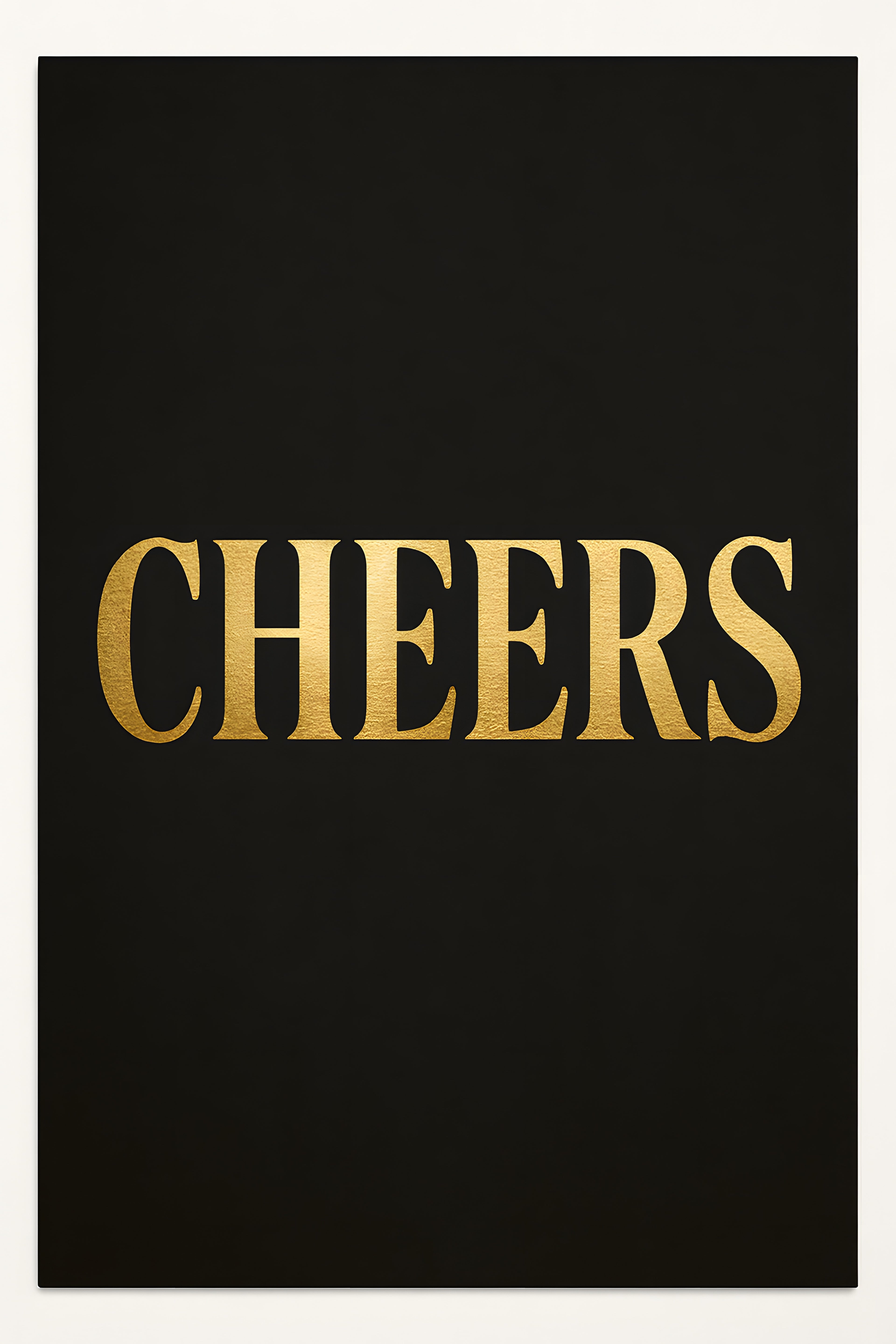 Elegant gold foil effect 'CHEERS' on dark background | Printable Wall Art | Instant Download