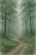 Atmospheric watercolor of misty forest path | Printable Wall Art | Instant Download