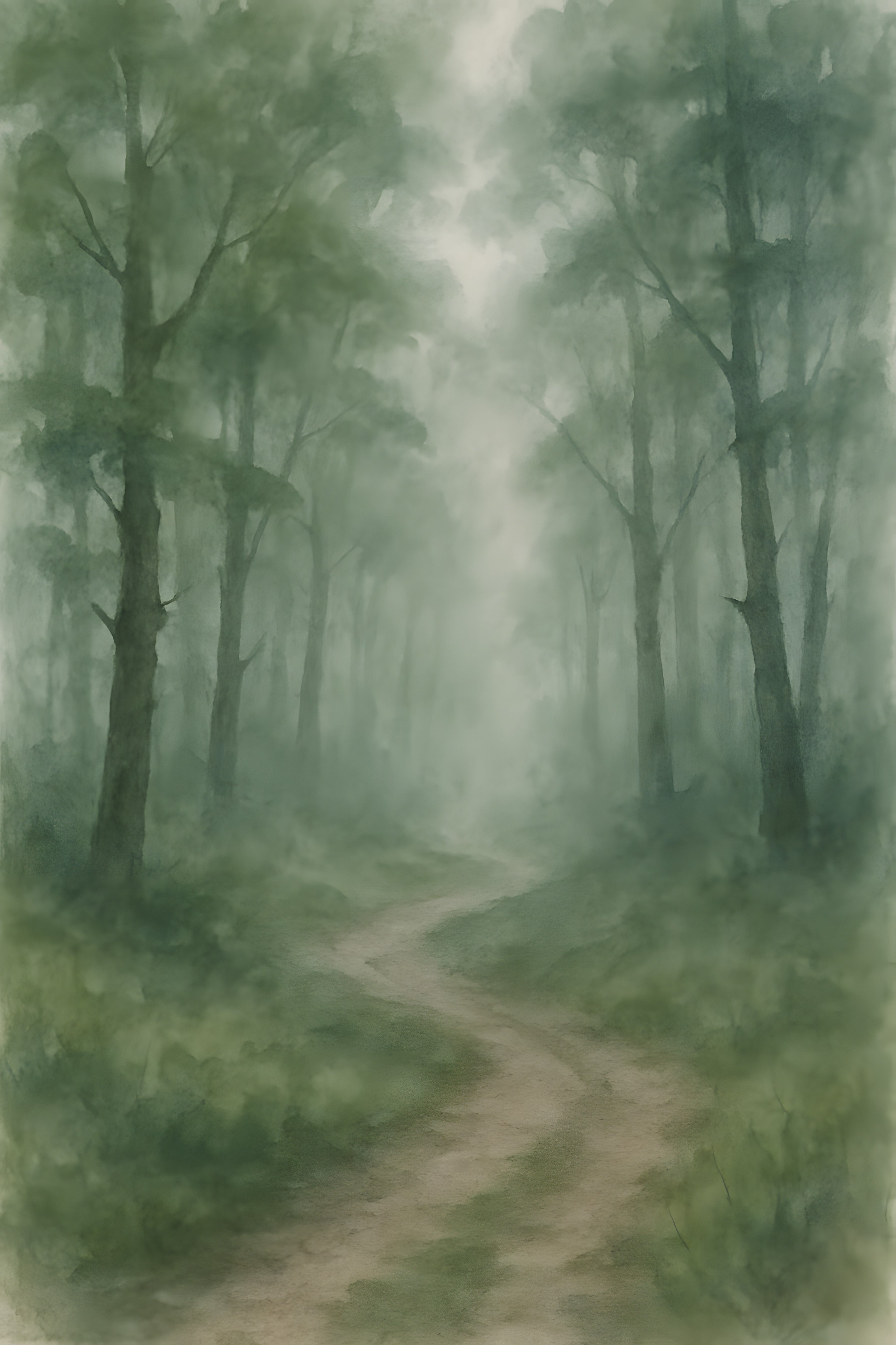 Atmospheric watercolor of misty forest path | Printable Wall Art | Instant Download