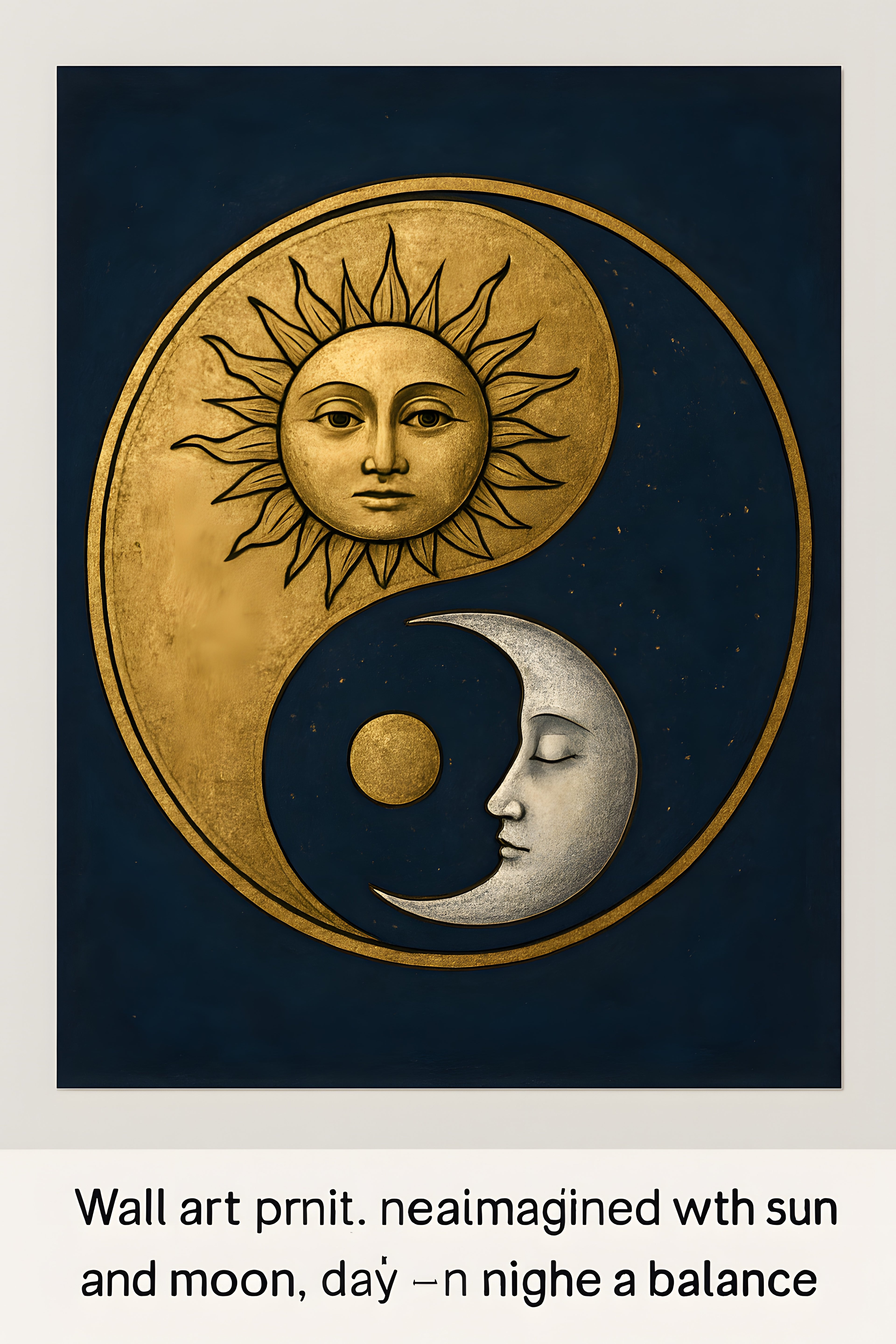 Yin yang symbol reimagined with sun and moon | Printable Wall Art | Instant Download