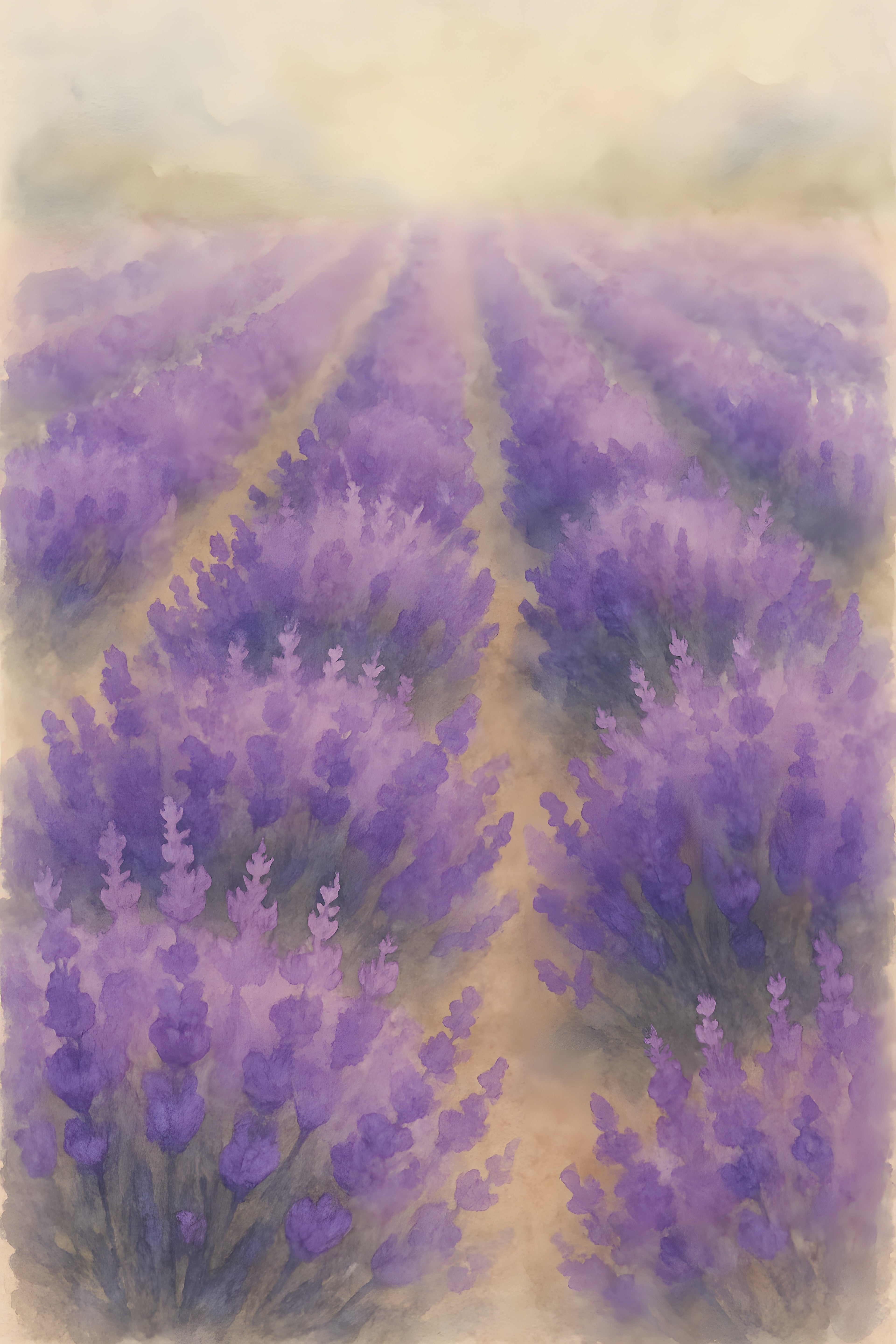 Lavender field close-up illustration | Printable Wall Art | Instant Download