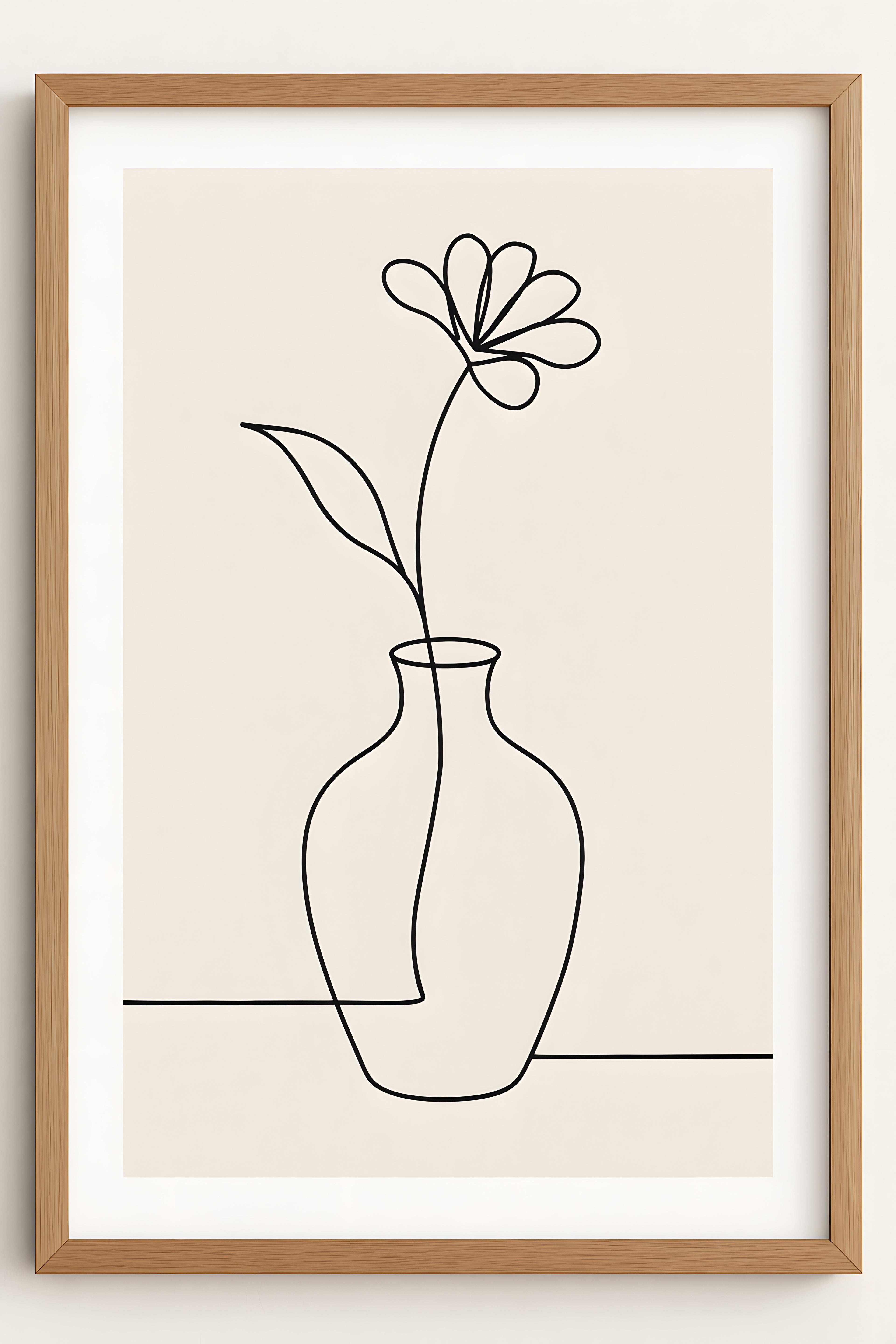 Continuous line abstract of a vase with single flower | Printable Wall Art | Instant Download