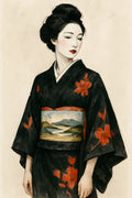 Fashion illustration of woman in kimono | Printable Wall Art | Instant Download