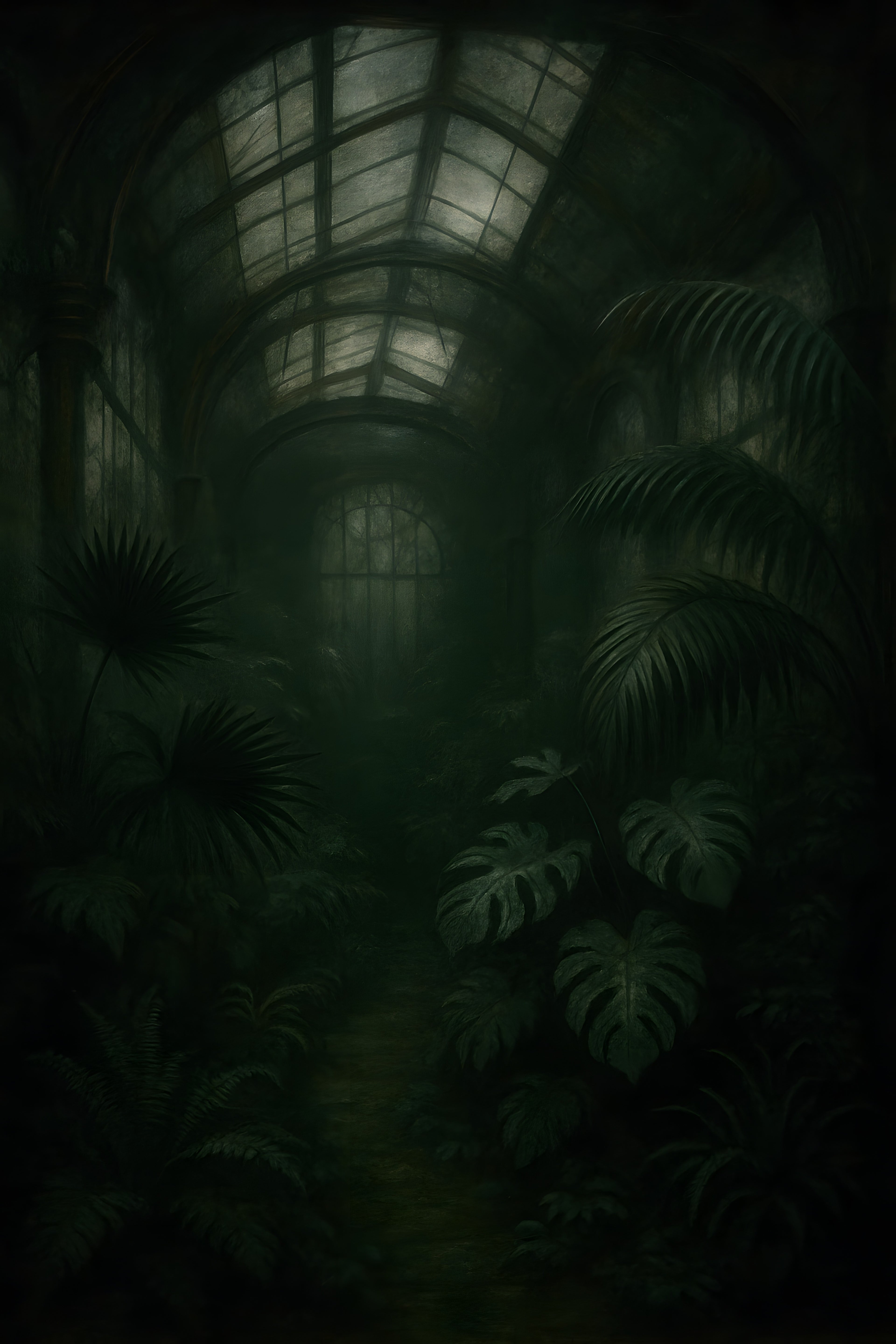 Dark Victorian greenhouse interior | Printable Wall Art | Instant Download