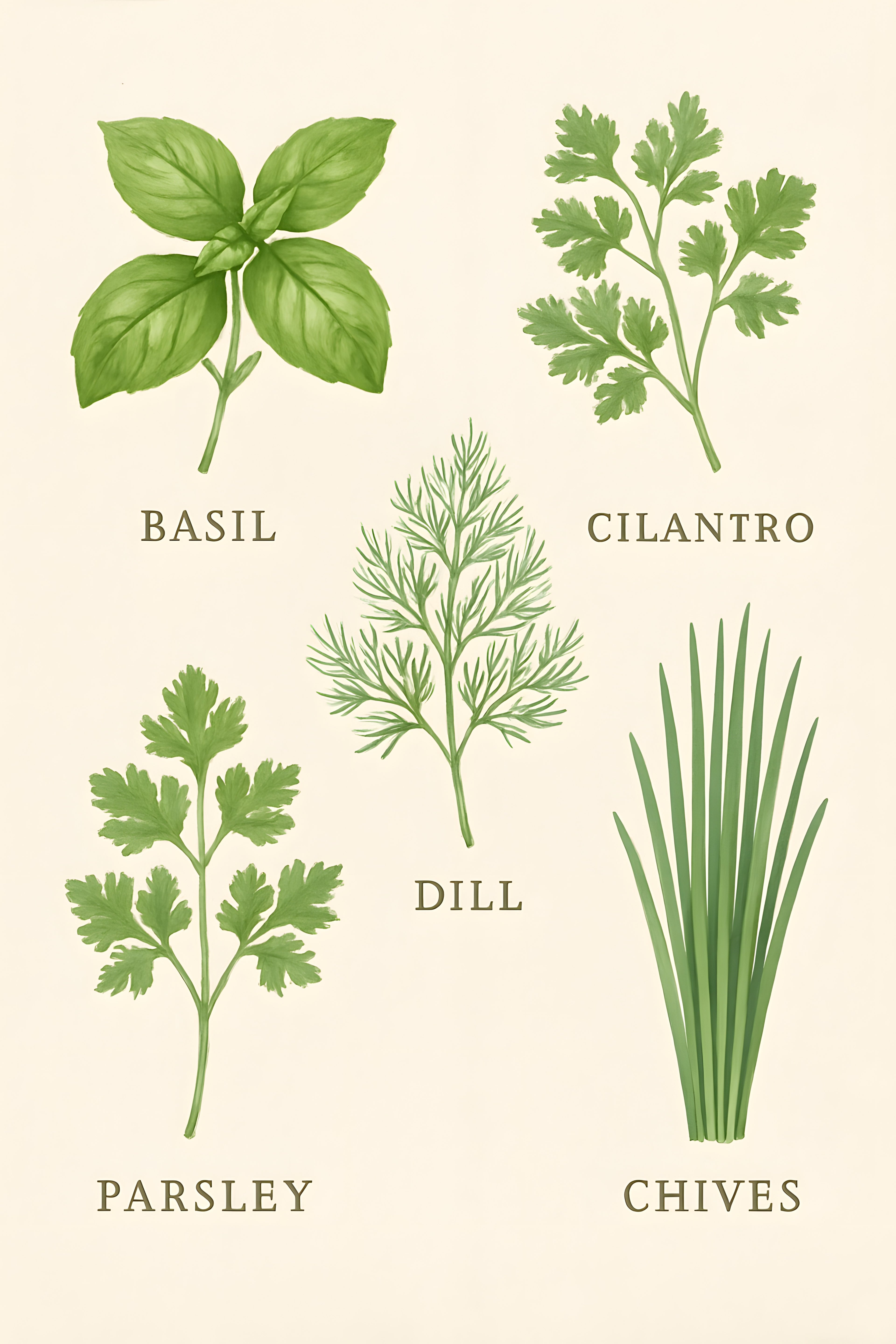 Herb garden illustration set — basil | Printable Wall Art | Instant Download