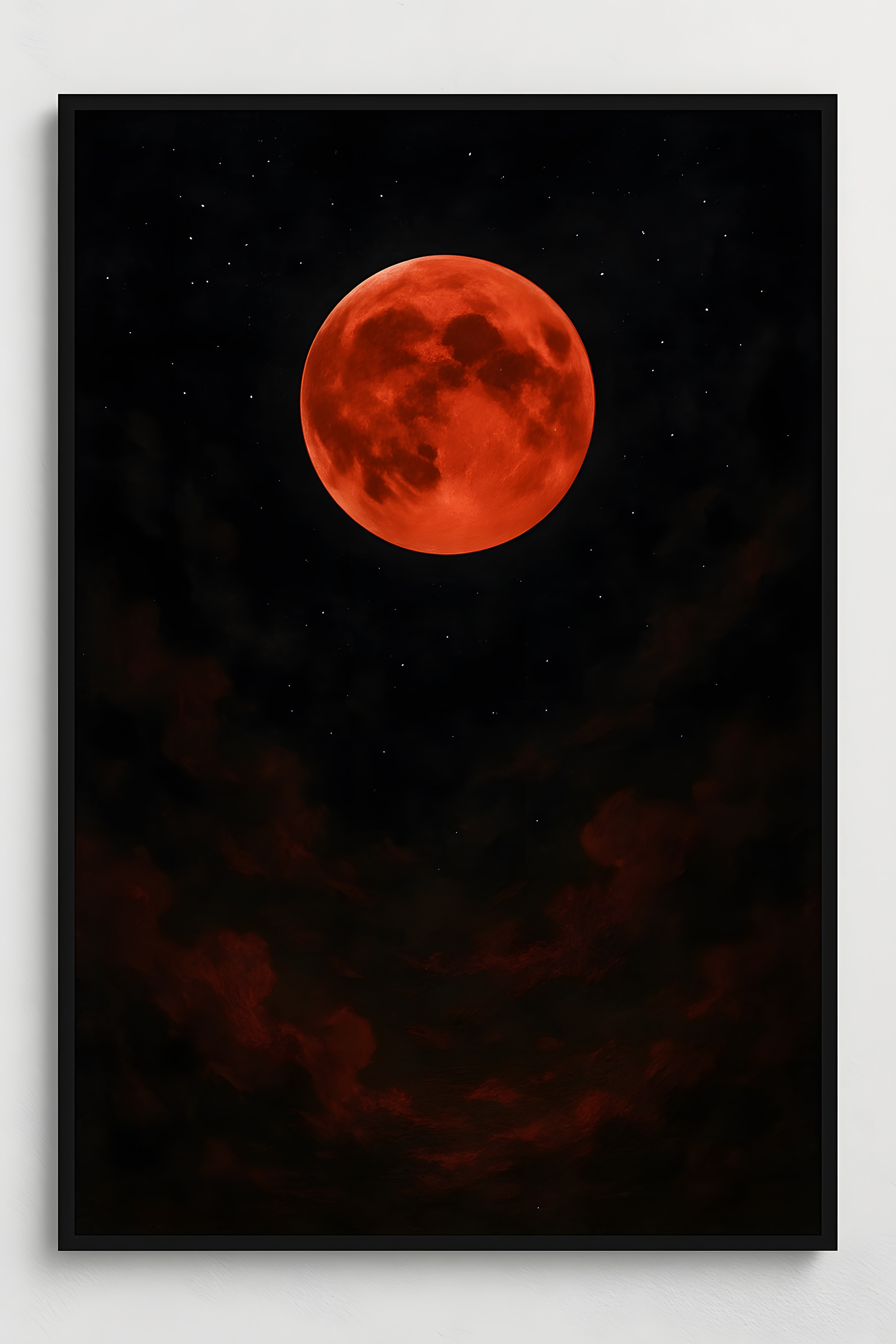 Dark celestial scene with blood moon eclipse | Printable Wall Art | Instant Download