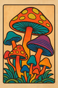 Retro 1970s botanical mushroom illustration | Printable Wall Art | Instant Download