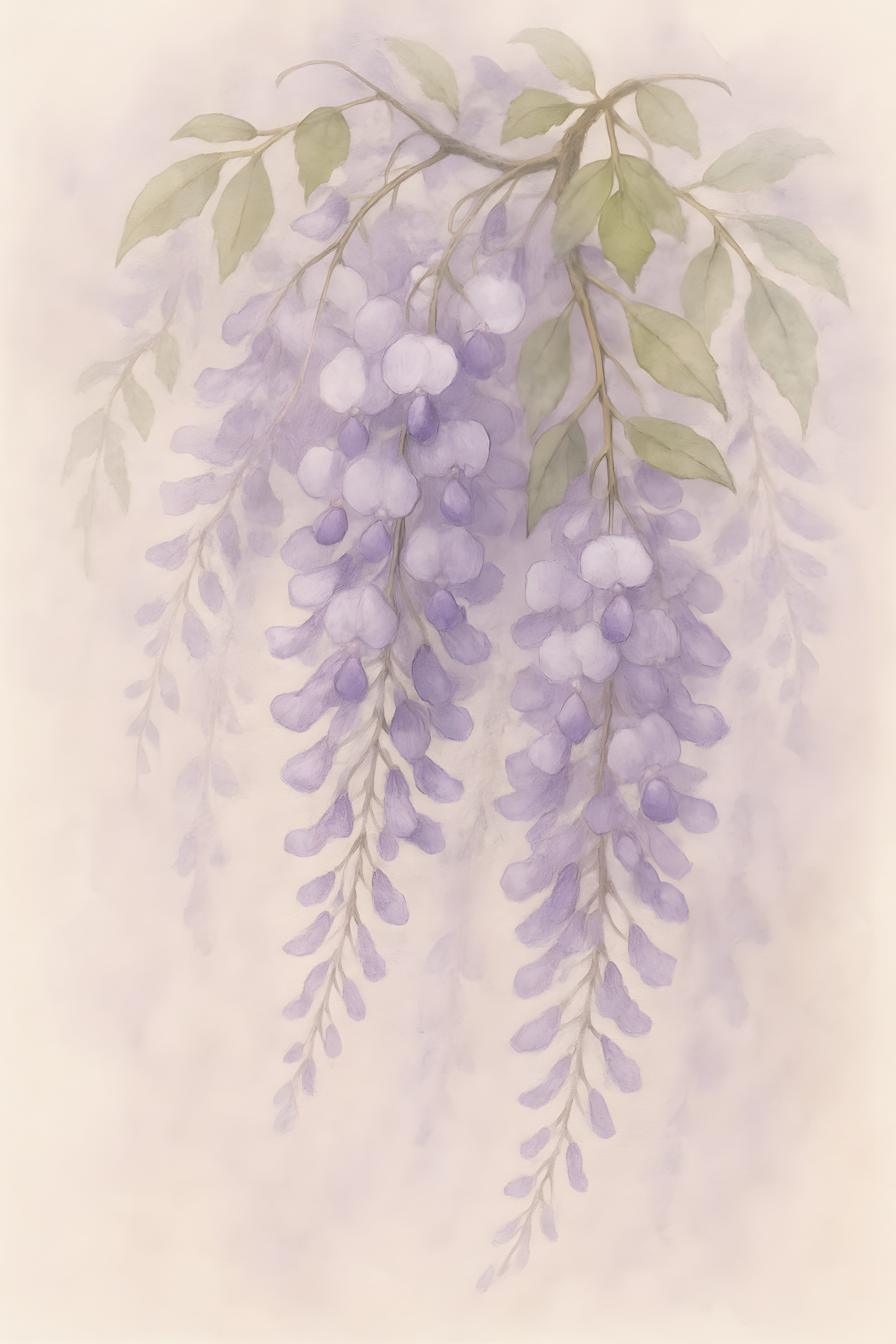 Wisteria cascading flowers in soft purple and lilac | Printable Wall Art | Instant Download
