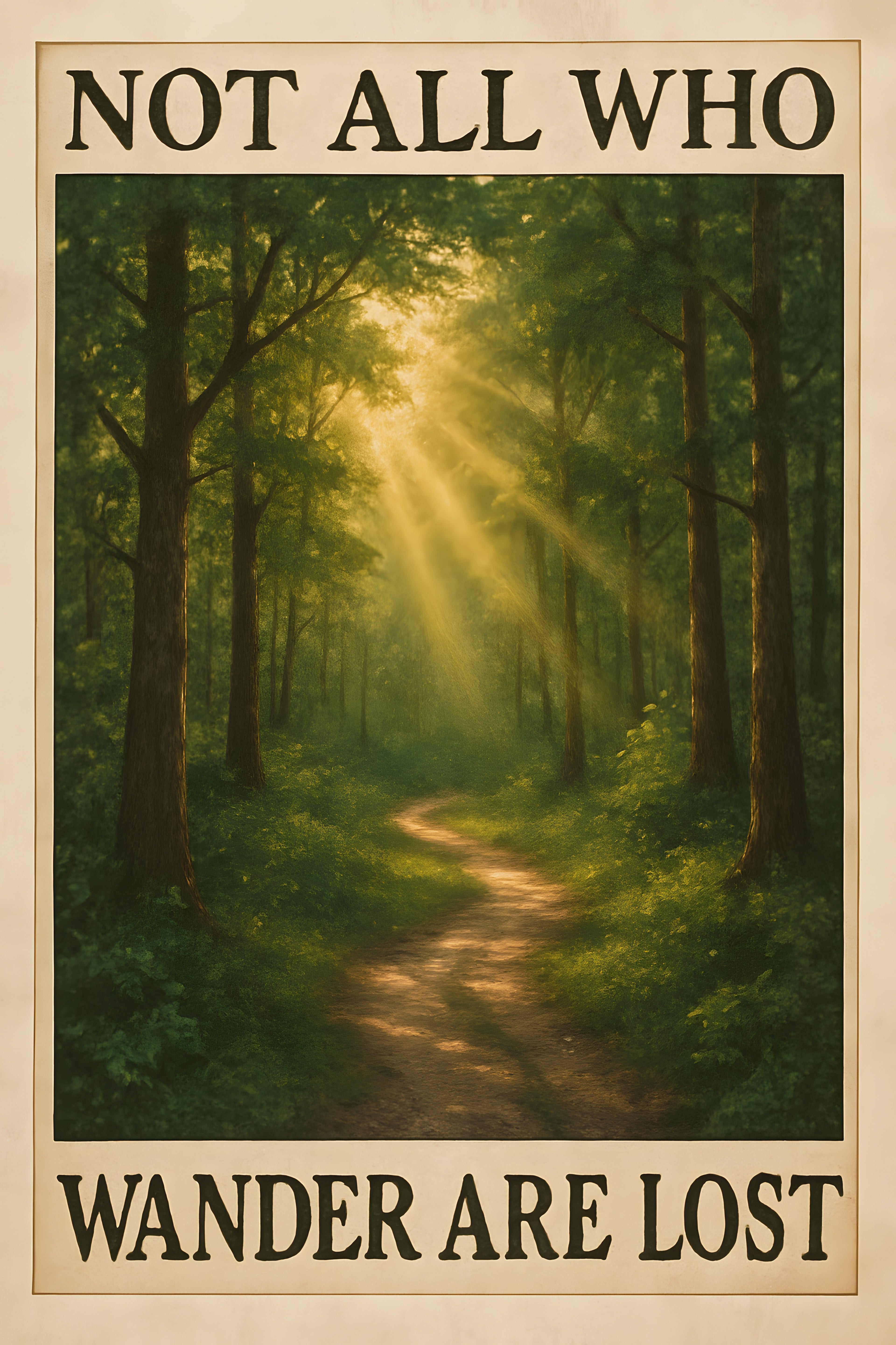 Forest path with sunlight breaking through trees | Printable Wall Art | Instant Download