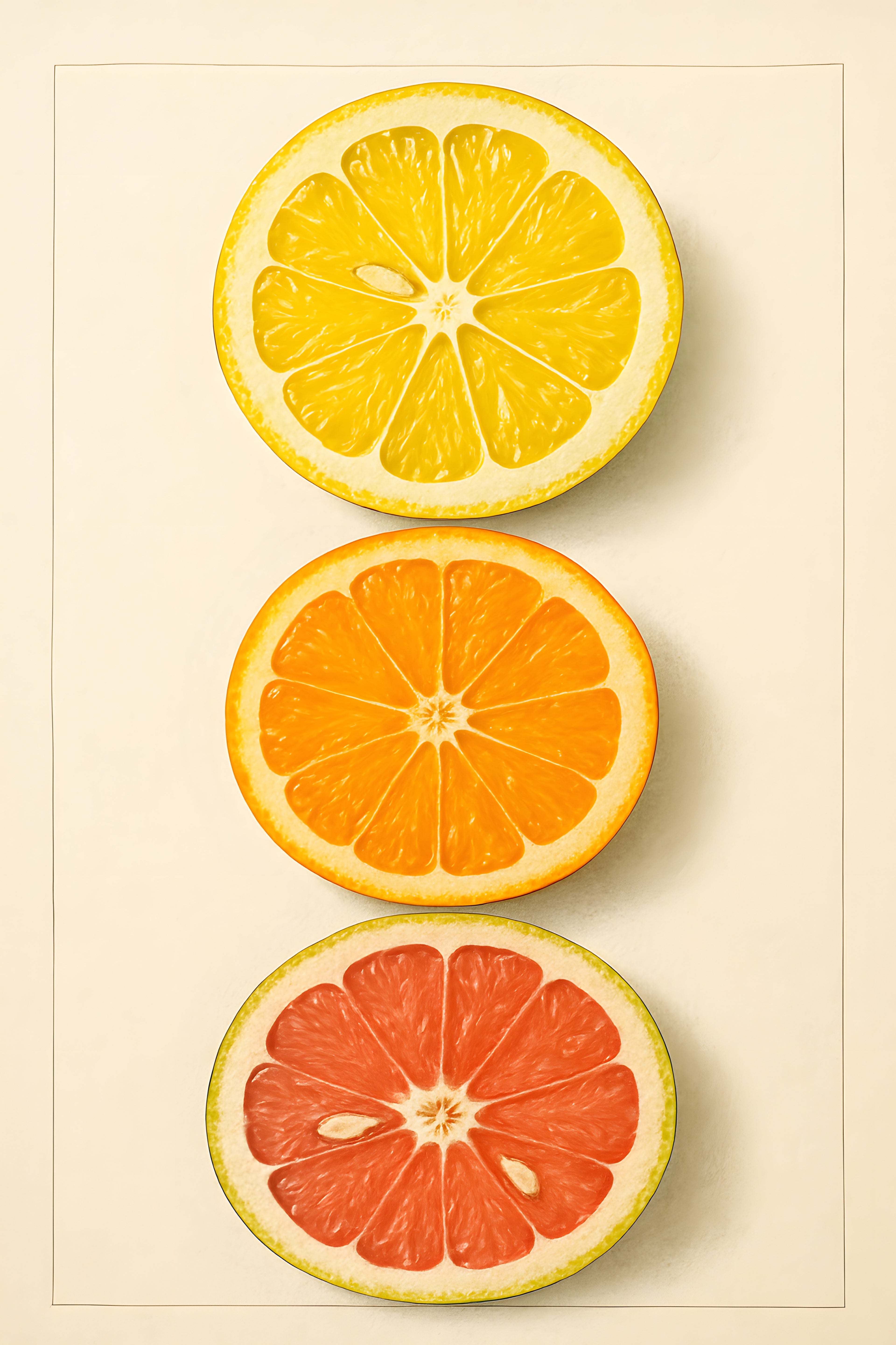 Botanical cross-section illustrations of citrus fruits — ... | Printable Wall Art | Instant Download