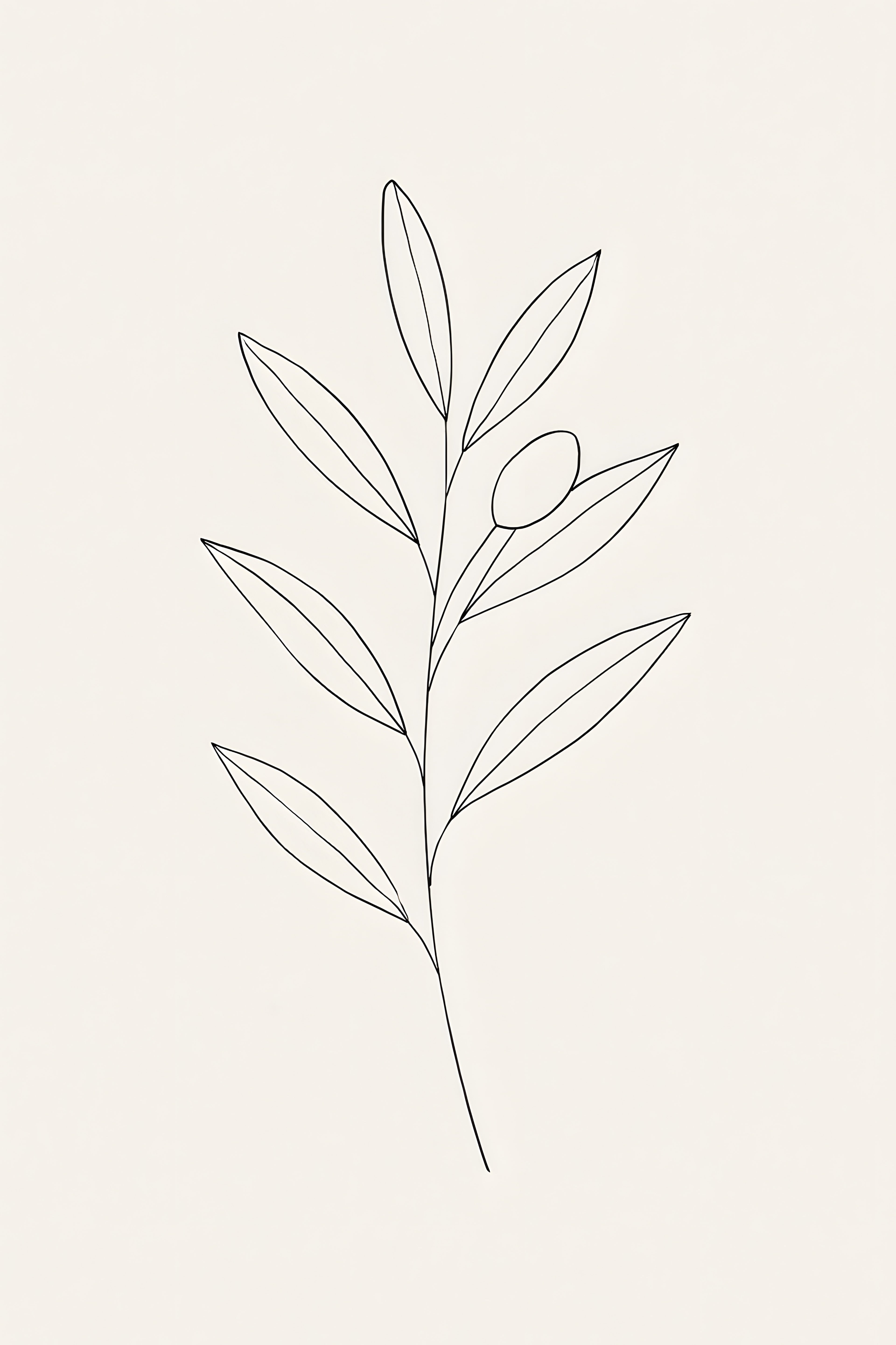 Minimalist botanical — single olive branch with few leaves | Printable Wall Art | Instant Download