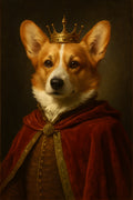 Royal corgi wearing tiny crown and cape | Printable Wall Art | Instant Download