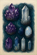 Mystical crystal collection illustration — amethyst | Printable Wall Art | Instant Download