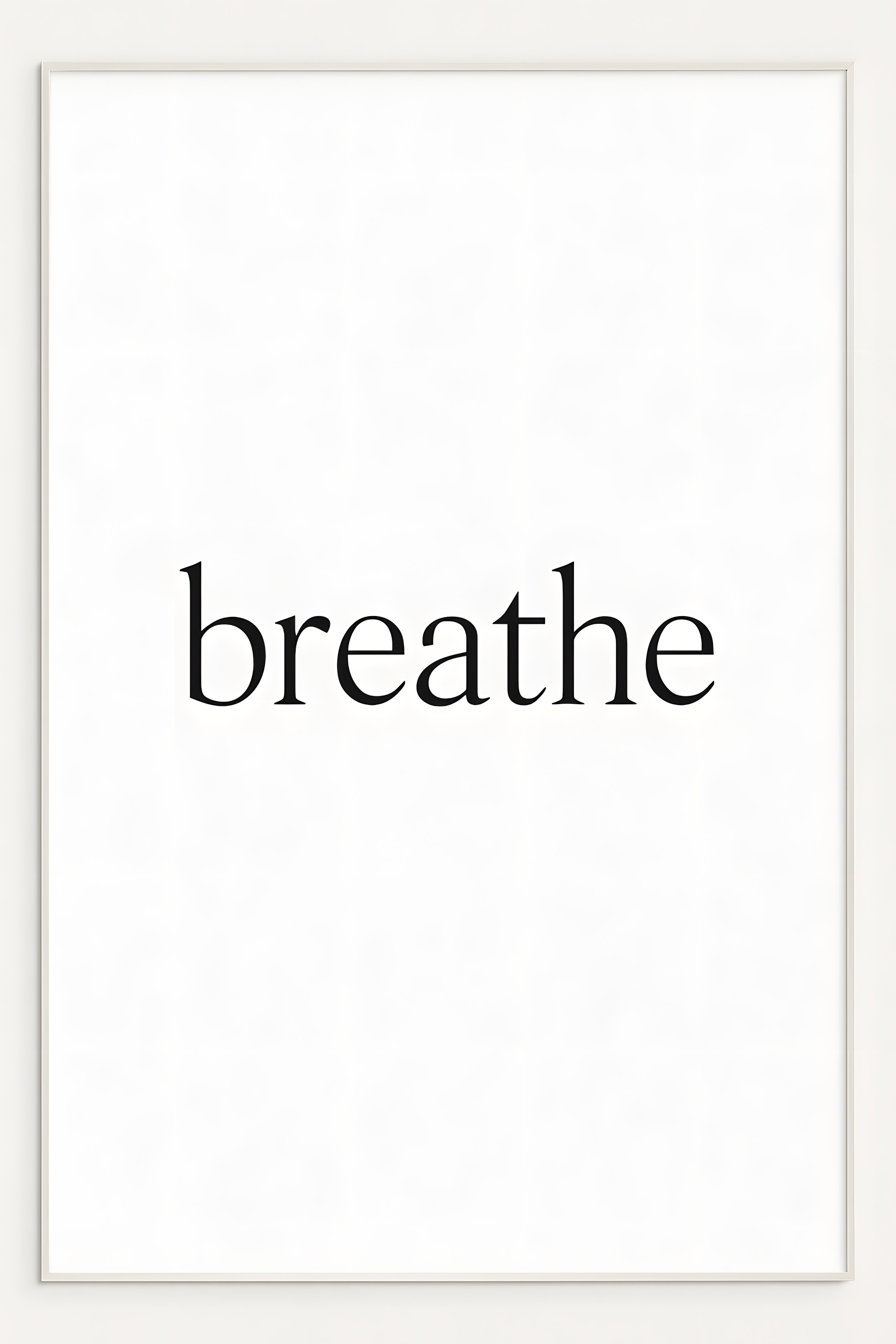 Minimalist typography — single word 'breathe' in thin ser... | Printable Wall Art | Instant Download