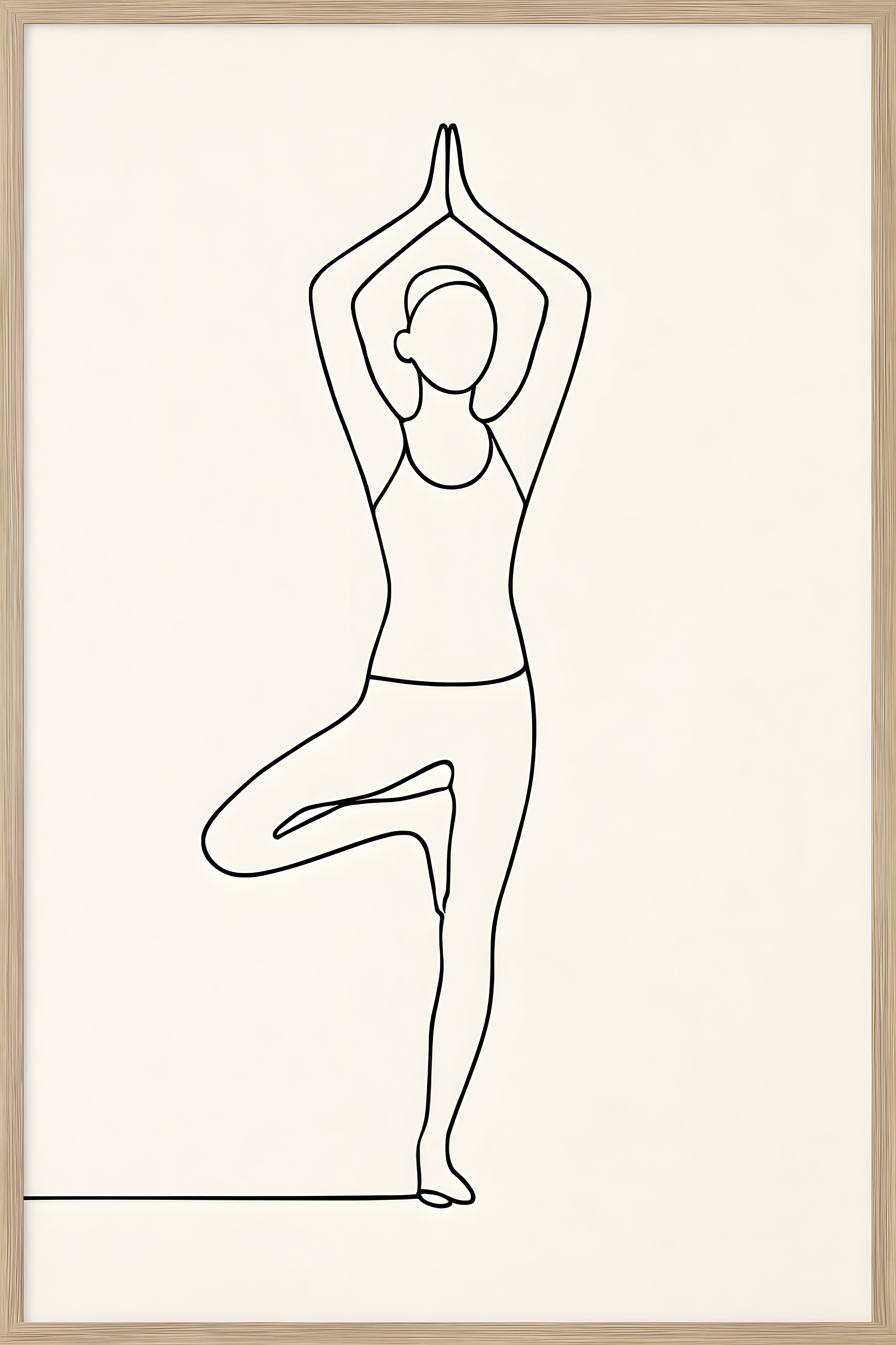 Continuous line art of yoga pose — tree pose | Printable Wall Art | Instant Download