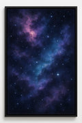 Cosmic galaxy painting with nebula clouds in purple and blue | Printable Wall Art | Instant Download