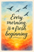 Watercolor sunrise with birds flying | Printable Wall Art | Instant Download