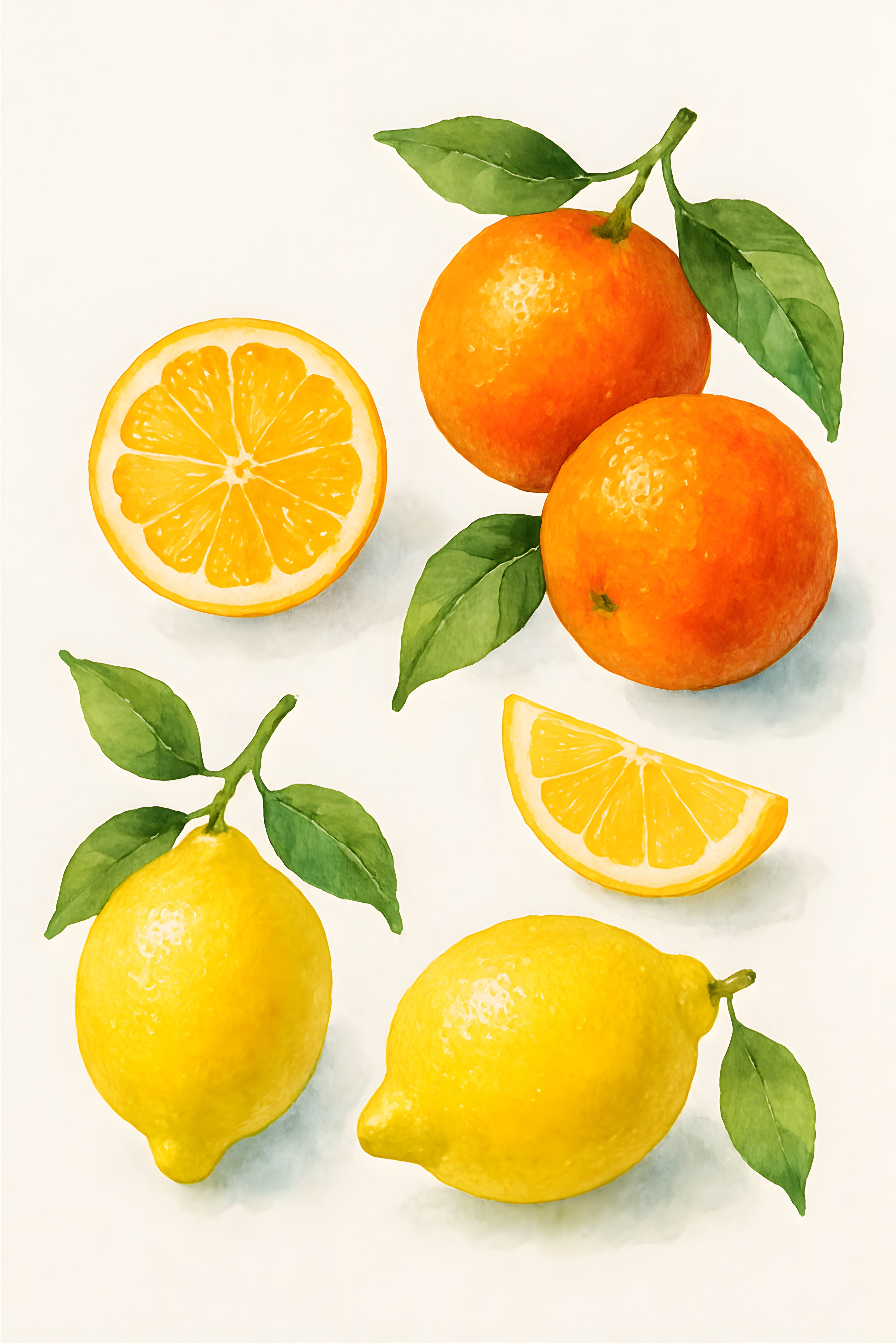 Watercolor painting of fresh citrus fruits - lemons and o... | Printable Wall Art | Instant Download
