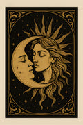 Sun and moon faces intertwined | Printable Wall Art | Instant Download