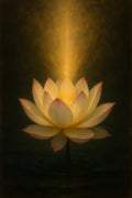 Lotus flower blooming from dark water with golden light | Printable Wall Art | Instant Download