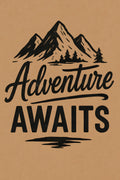 Hand-lettered 'adventure awaits' with mountain illustration | Printable Wall Art | Instant Download